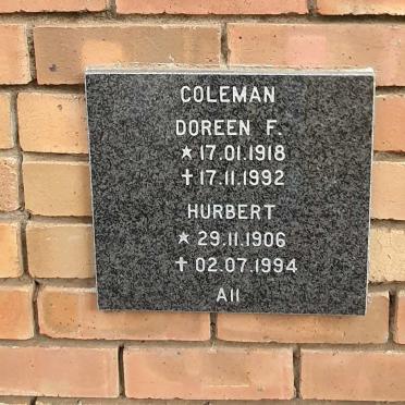 COLEMAN Hurbert 1906-1994 & Doreen F. 1918-1992