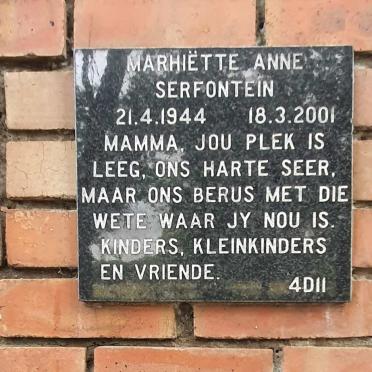 SERFONTEIN Marhiette Anne 1944-2001