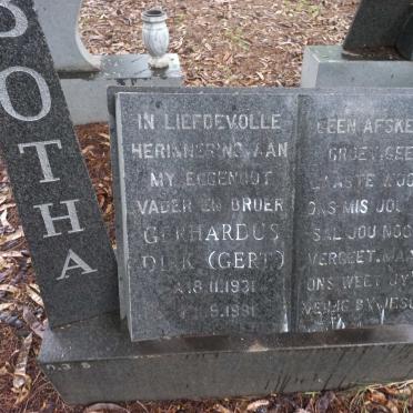 BOTHA Gerhardus Dirk 1931-1991