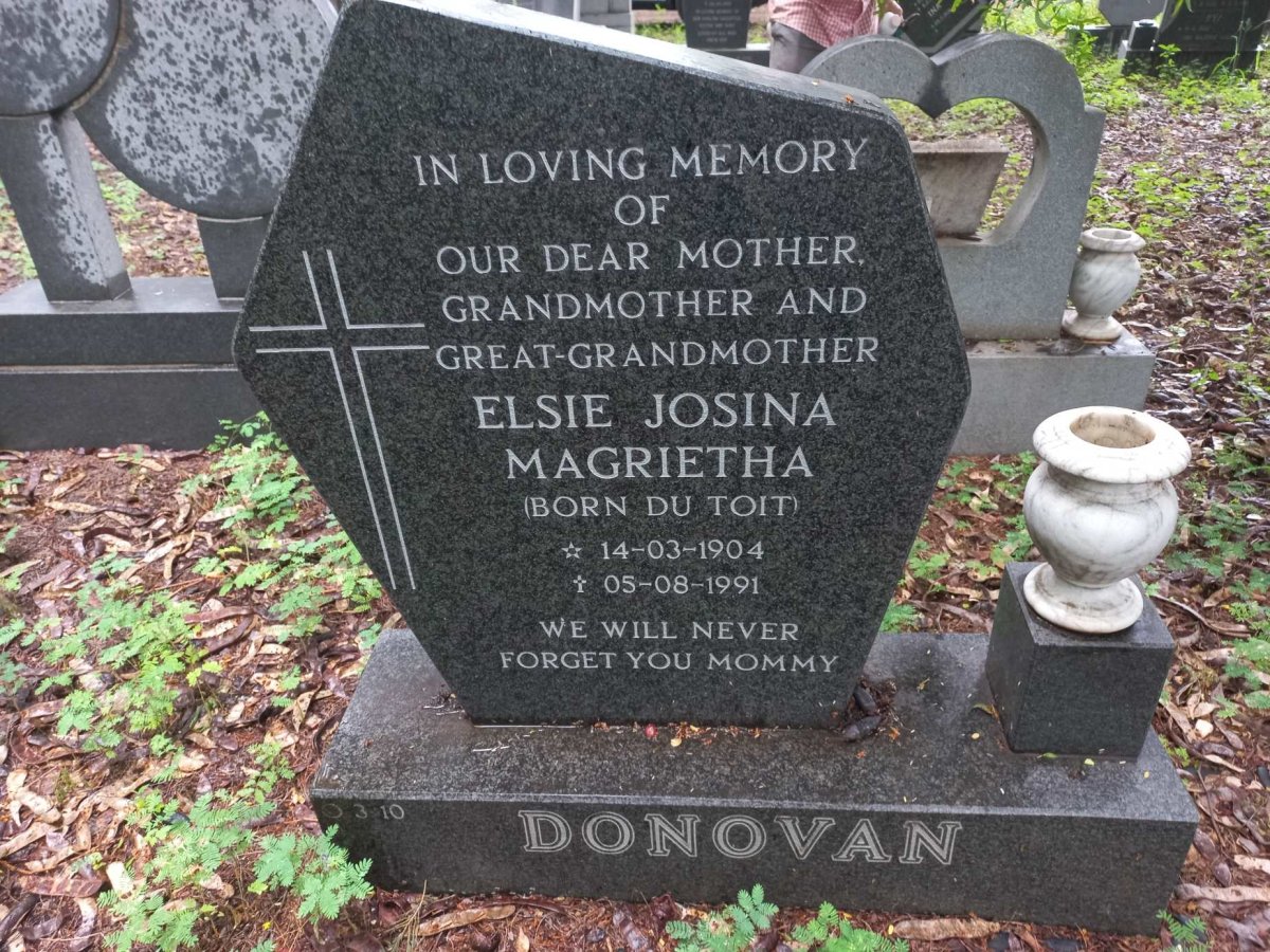 DONOVAN Elsie Josina Magrietha nee DU TOIT 1904-1991