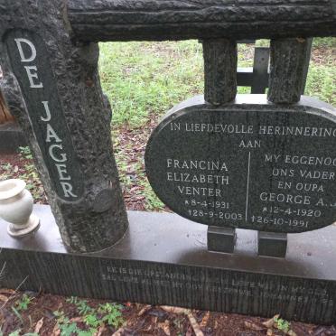 JAGER George A.J., de 1920-1991 & Francina Elizabeth VENTER 1931-2003