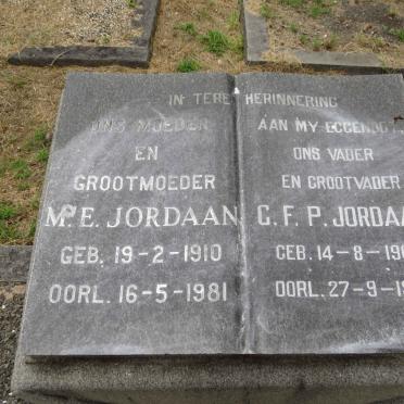 JORDAAN G.F.P. 1907-1967 & M.E. 1910-1981