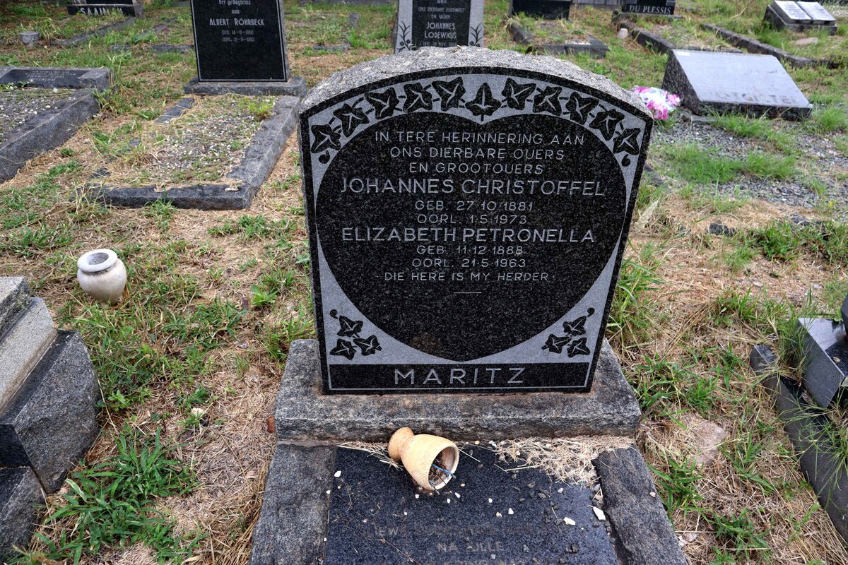 MARITZ Johannes Christoffel 1881-1973 & Elizabeth Petronella 1888-1963
