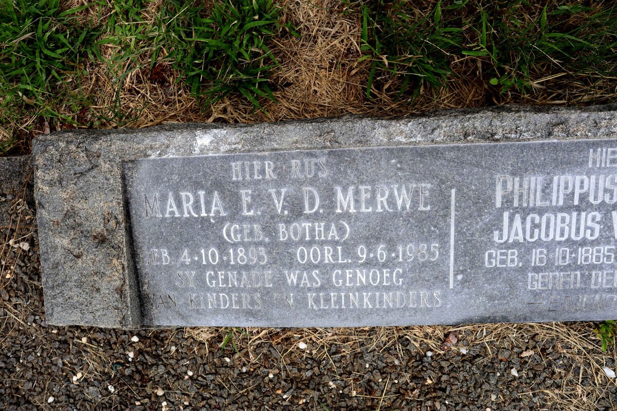 MERWE Philippus Johannes Jacobus, van der 1885-1963 & Maria E nee BOTHA 1893-1985_2 