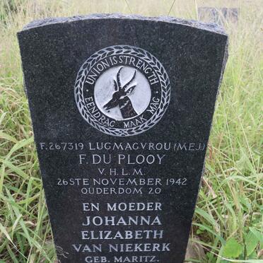 PLOOY F., du -1942 :: VAN NIEKERK Johanna Elizabeth nee MARITZ 1902-1978 