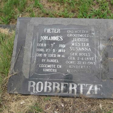 ROBBERTZE Pieter Johannes 1901-1972 & Judith Hester Susanna BOTES 1897-1983
