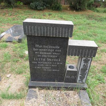 SNYDER Lettie nee BUITENDAG 1934-1972