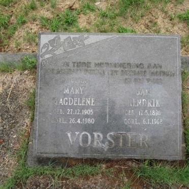 VORSTER Jan Hendrik 1896-1968 & Mary Magdelene 1905-1980