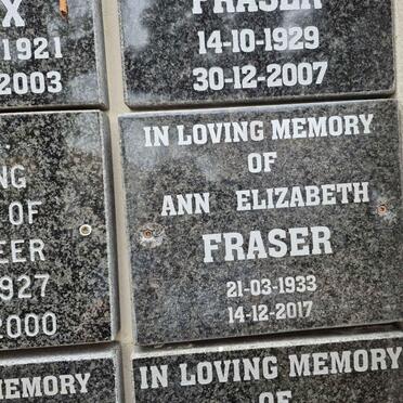 FRASER Ann Elizabeth 1933-2017