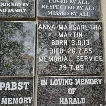 MARTIN Anna Margaretha 1913-1985