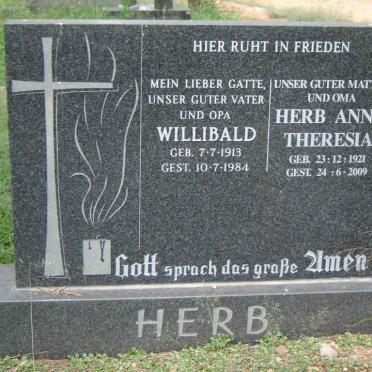 HERB Willibald 1913-1984 &amp; Anna Thersesia 1921-2009