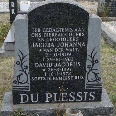 PLESSIS David Jacobus, du 1897-1972 &amp; Jacoba Johanna VAN DER WALT 1909-1963