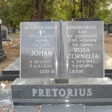 PRETORIUS Johan 1937-2001 &amp; Rosa Cornelia 1943-1994
