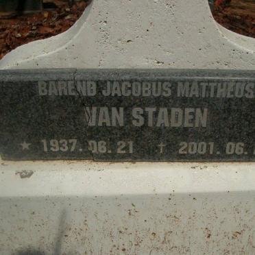 STADEN Barend Jacobus Mattheus, van 1937-2001