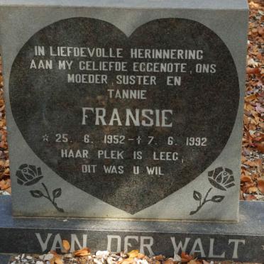 WALT Fransie, van der 1952-1992