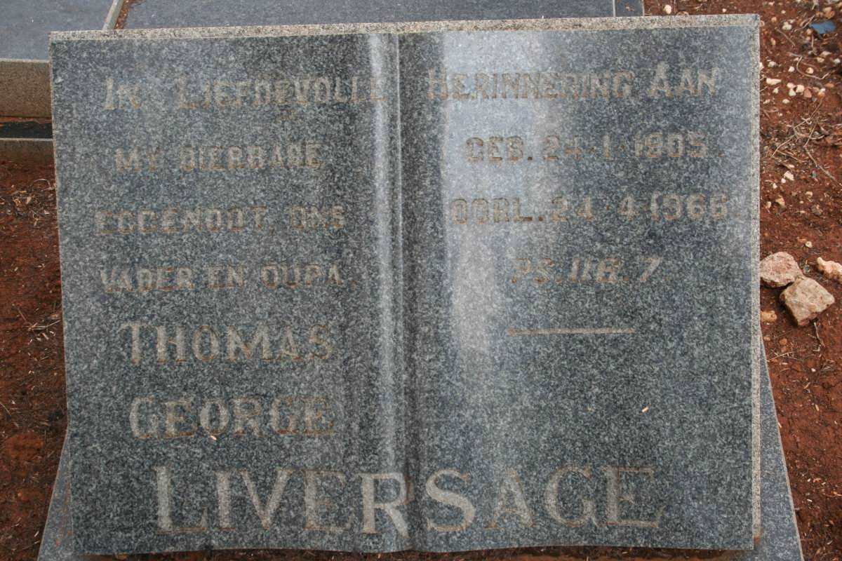 LIVERSAGE Thomas George 1905-1966