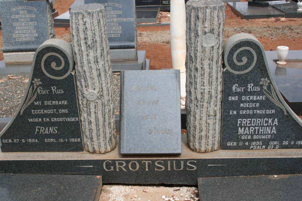 GROTSIUS Frans 1894-1968 &amp; Fredricka Marthina BOUWER 1895-19?