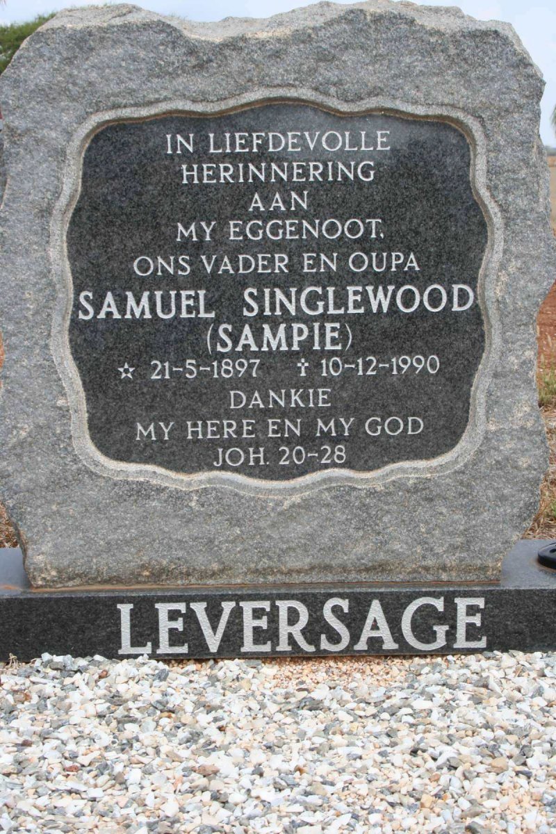 LEVERSAGE Samuel Singlewood 1897-1990