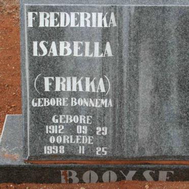 BOOYSE Frederika Isabella nee BONNEMA 1912-1998