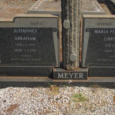 MEYER Johannes Abraham 1905-1986 &amp; Maria Petronella Christina 1905-1986