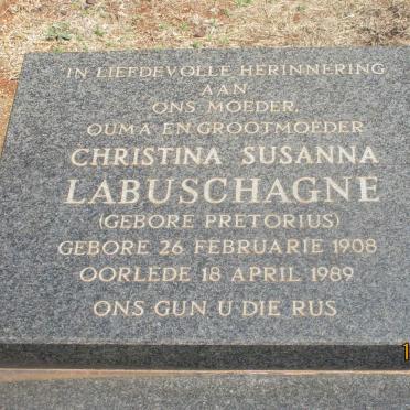 LABUSCHAGNE Christina Susanna nee PRETORIUS 1908-1989