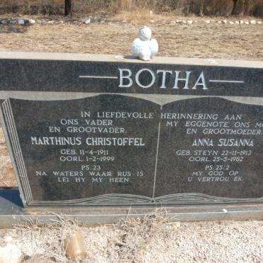 BOTHA Marthinus Christoffel 1911-1999 &amp; Anna Susanna STEYN 1913-1982