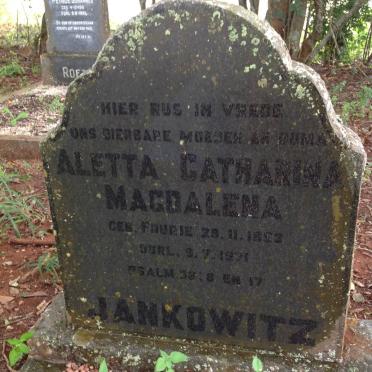 JANKOWITZ Aletta Catharina Magdalena nee FOURIE 1883-19??