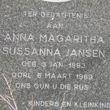 JANSEN Anna Magaritha Sussanna 1893-1969