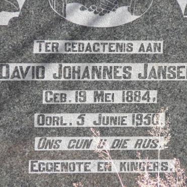 JANSEN David Johannes 1884-1950