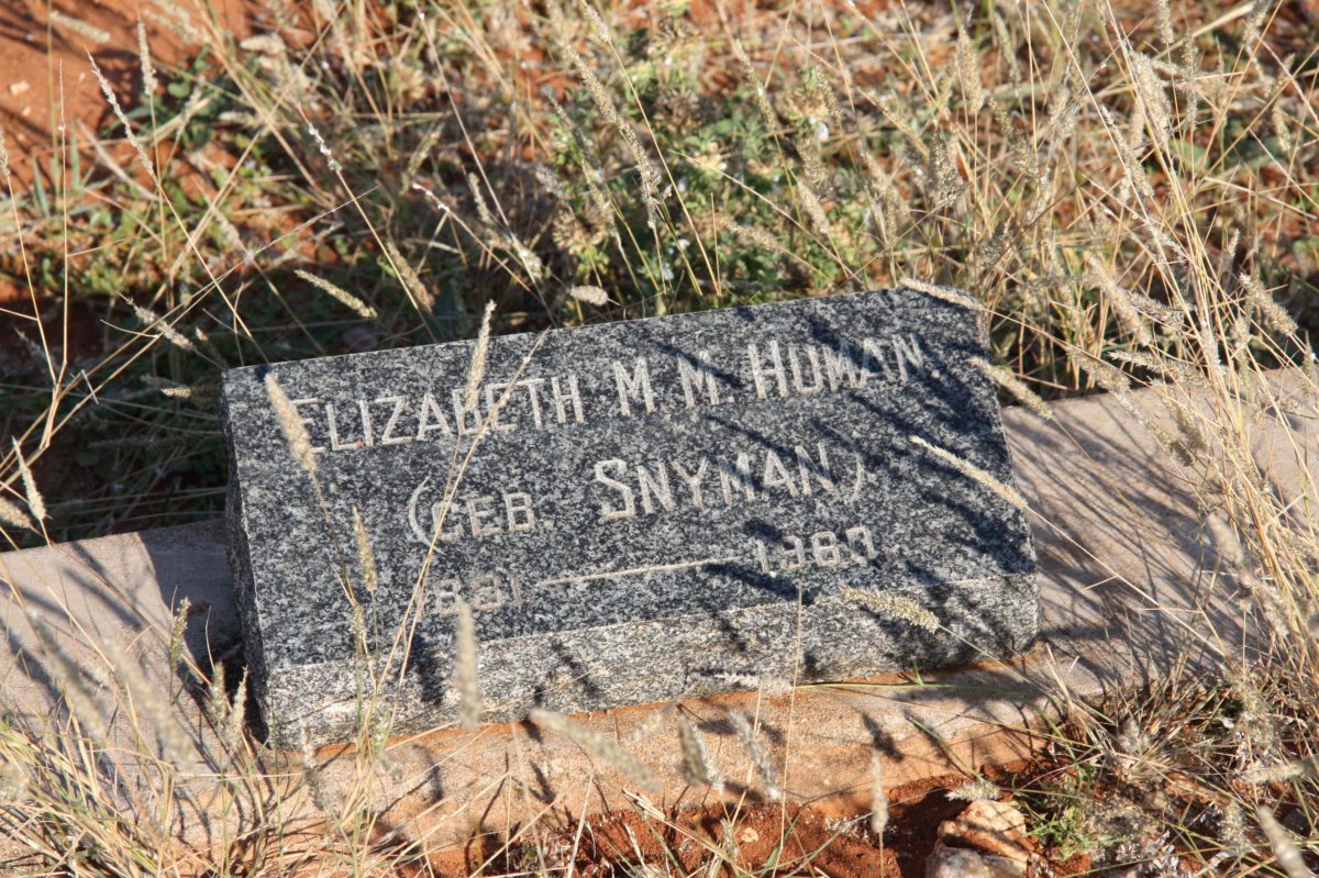 HUMAN Elizabeth M.M. nee SNYMAN 1881-1960