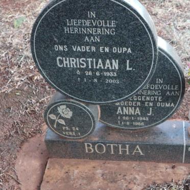 BOTHA Christiaan L. 1933-2003 &amp; Anna J. 1943-1986