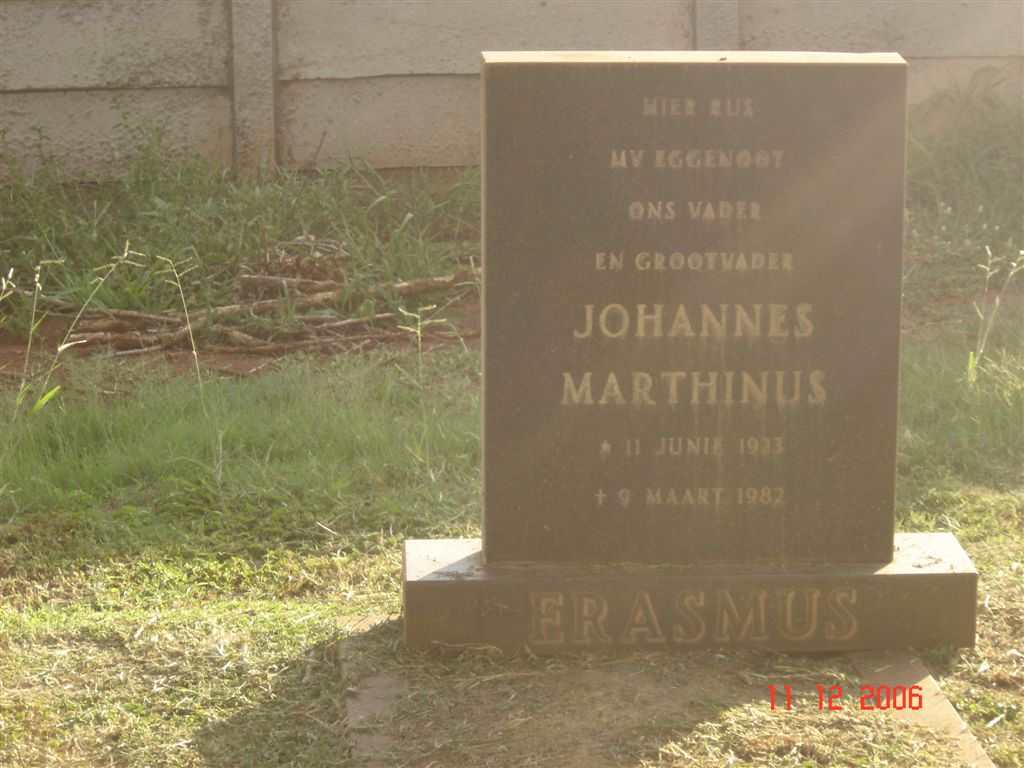 ERASMUS Johannes Marthinus 1923-1982