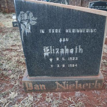 NIEKERK Elizabeth, van 1923-1984