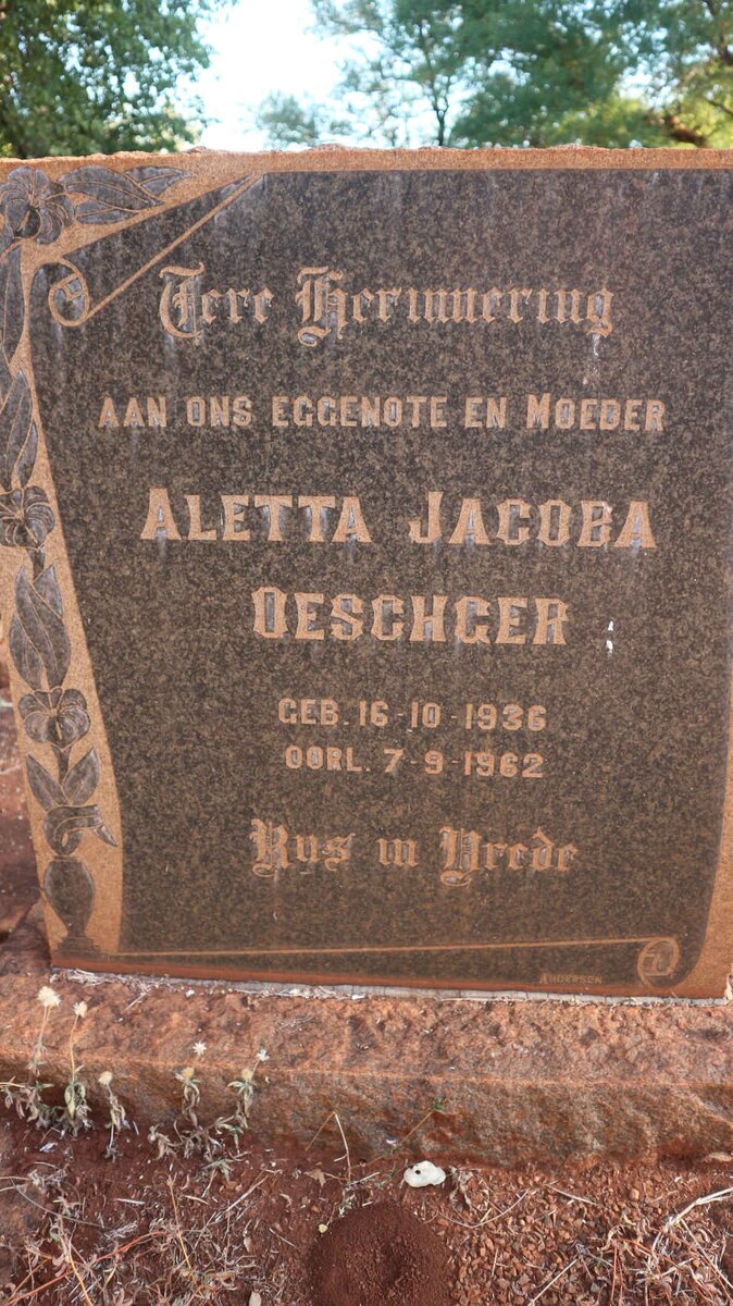 OESCHGER Aletta Jacoba 1936-1962