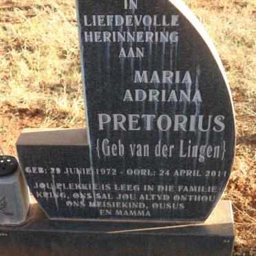 PRETORIUS Maria Adriana nee VAN DER LINGEN 1972-2011