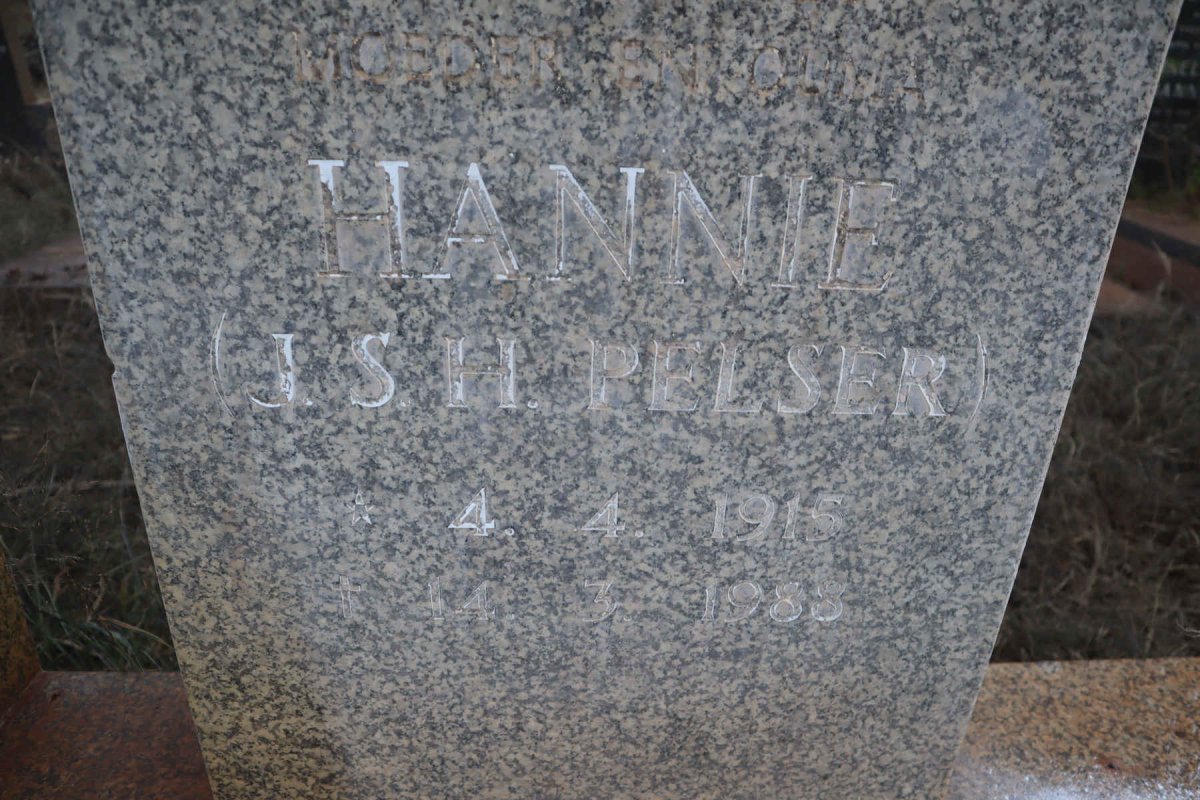 PELSER Sarel Johannes 1914-1981 &amp; J.S.H. 1915-1988