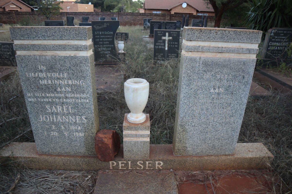 PELSER Sarel Johannes 1914-1981 &amp; J.S.H. 1915-1988