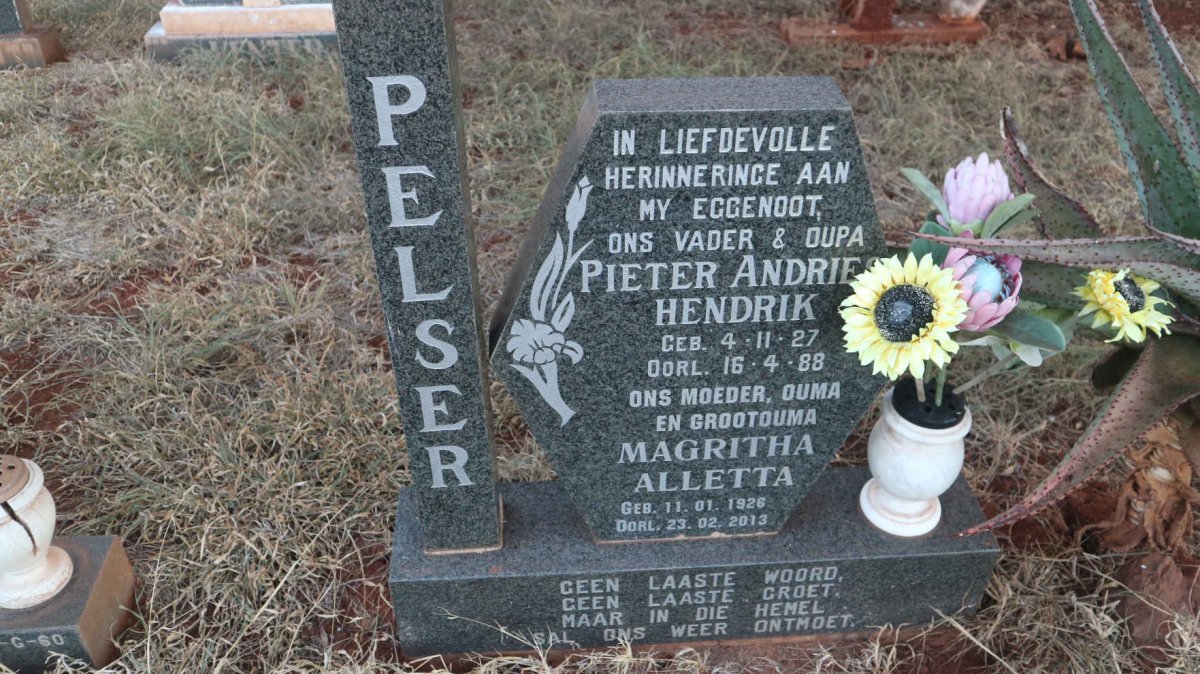 PELSER Pieter Andries Hendrik 1927-1988 &amp; Magritha Alletta 1926-2013