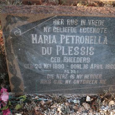 PLESSIS Maria Petronella, du nee RHEEDERS 1890-1960