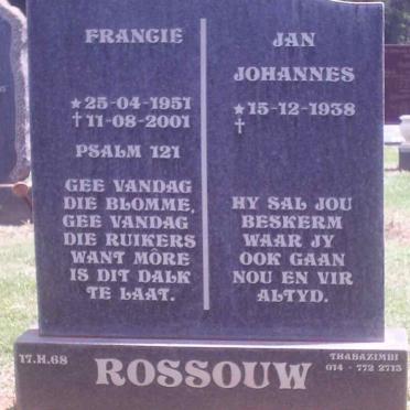 ROSSOUW Jan Johannes 1938- &amp; Francie 1951-2001