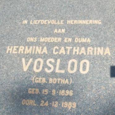 VOSLOO Hermina Catharina nee BOTHA 1896-1989