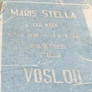 VOSLOO Maris Stella nee KOEN 1926-1981