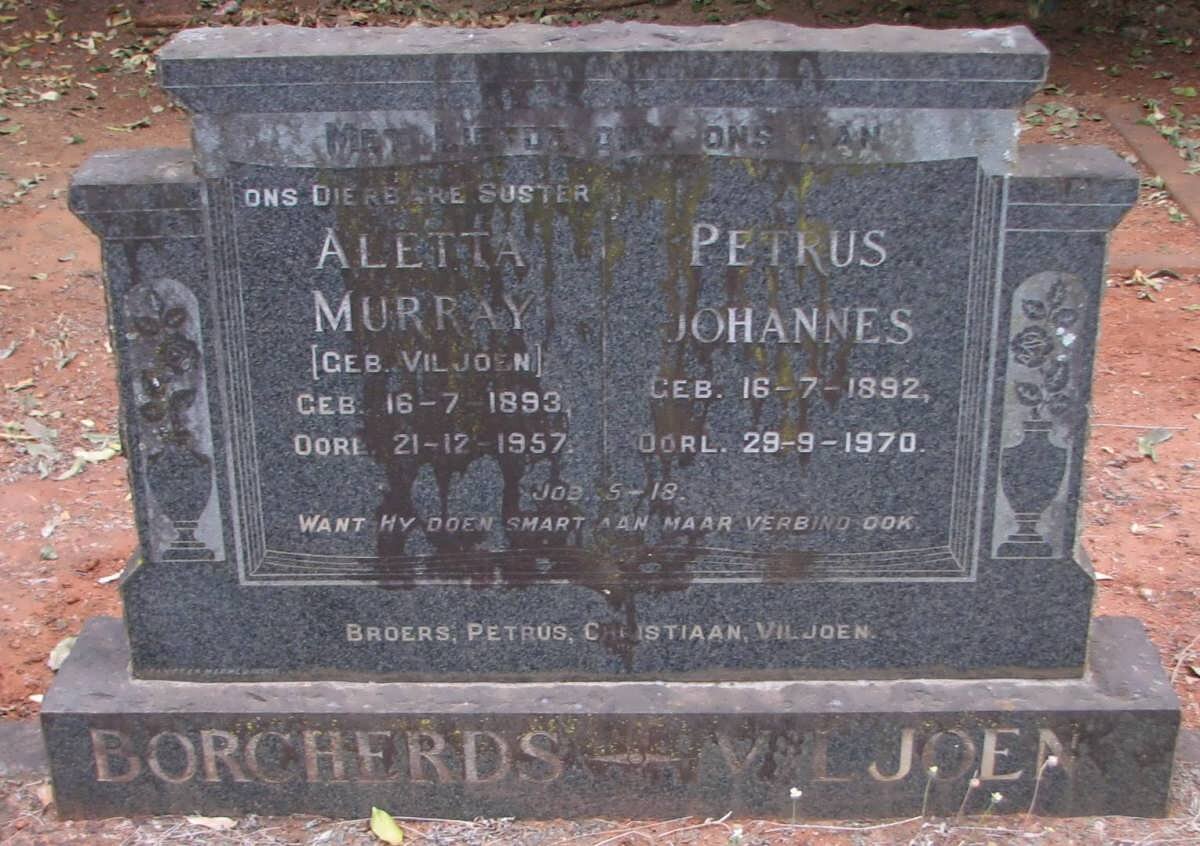 BORCHERDS Aletta Murray nee VILJOEN 1893-1957 :: VILJOEN Petrus Johannes 1892-1970