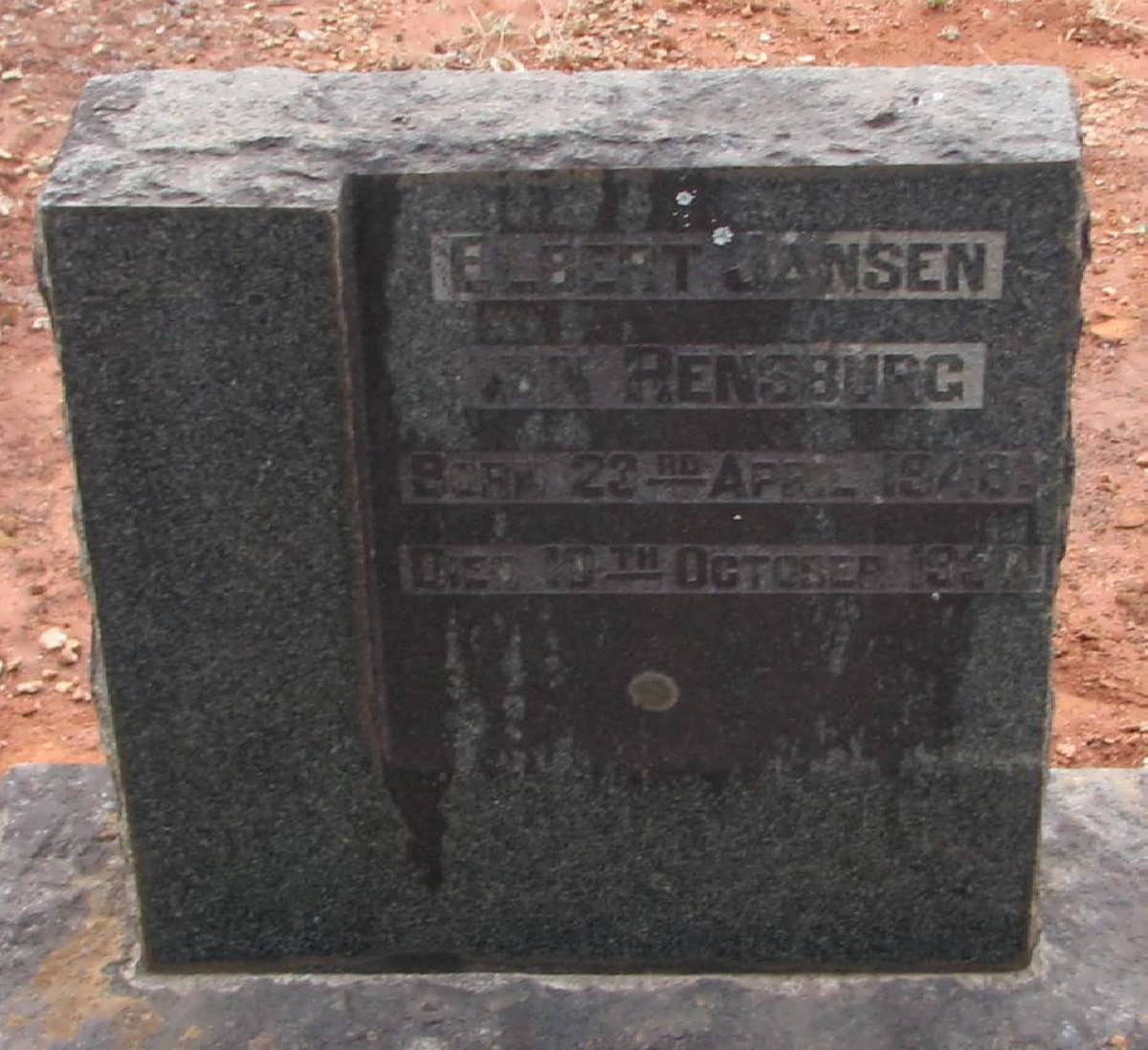 RENSBURG Elbert, Jansen van 1948-195?