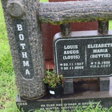 BOTHMA Louis Augus 1927-2002 &amp; Elizabeth Maria 1935-2007