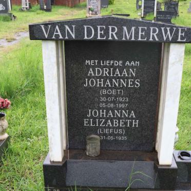 MERWE Adriaan Johannes, van der 1923-1997 &amp; Johanna Elizabeth 1935-
