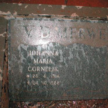 MERWE Johanna Maria Cornelia, van der 1914 -1988