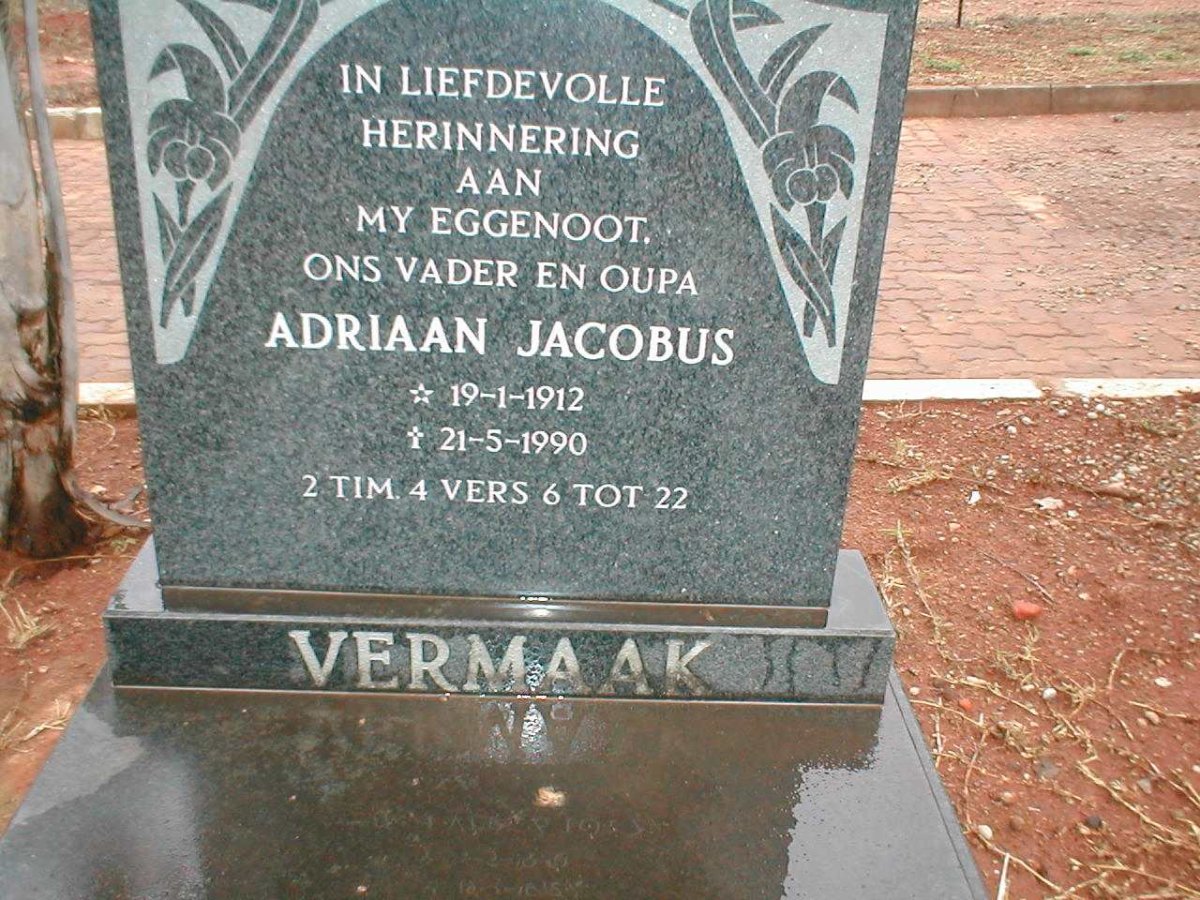 VERMAAK Adriaan Jacobus 1912-1990