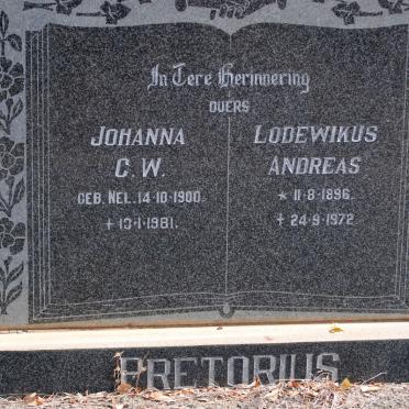 PRETORIUS Lodewikus Andreas 1896-1972 &amp; Johanna C.W. NEL 1900-1981