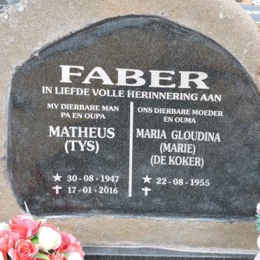 FABER Matheus 1947-2016 &amp; Maria Gloudina DE KOKER 1955-